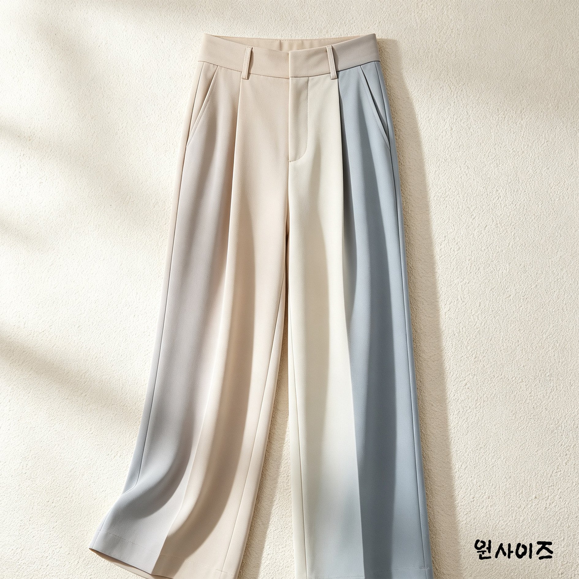 컬러 블록 디자인의 바지 허리 부분