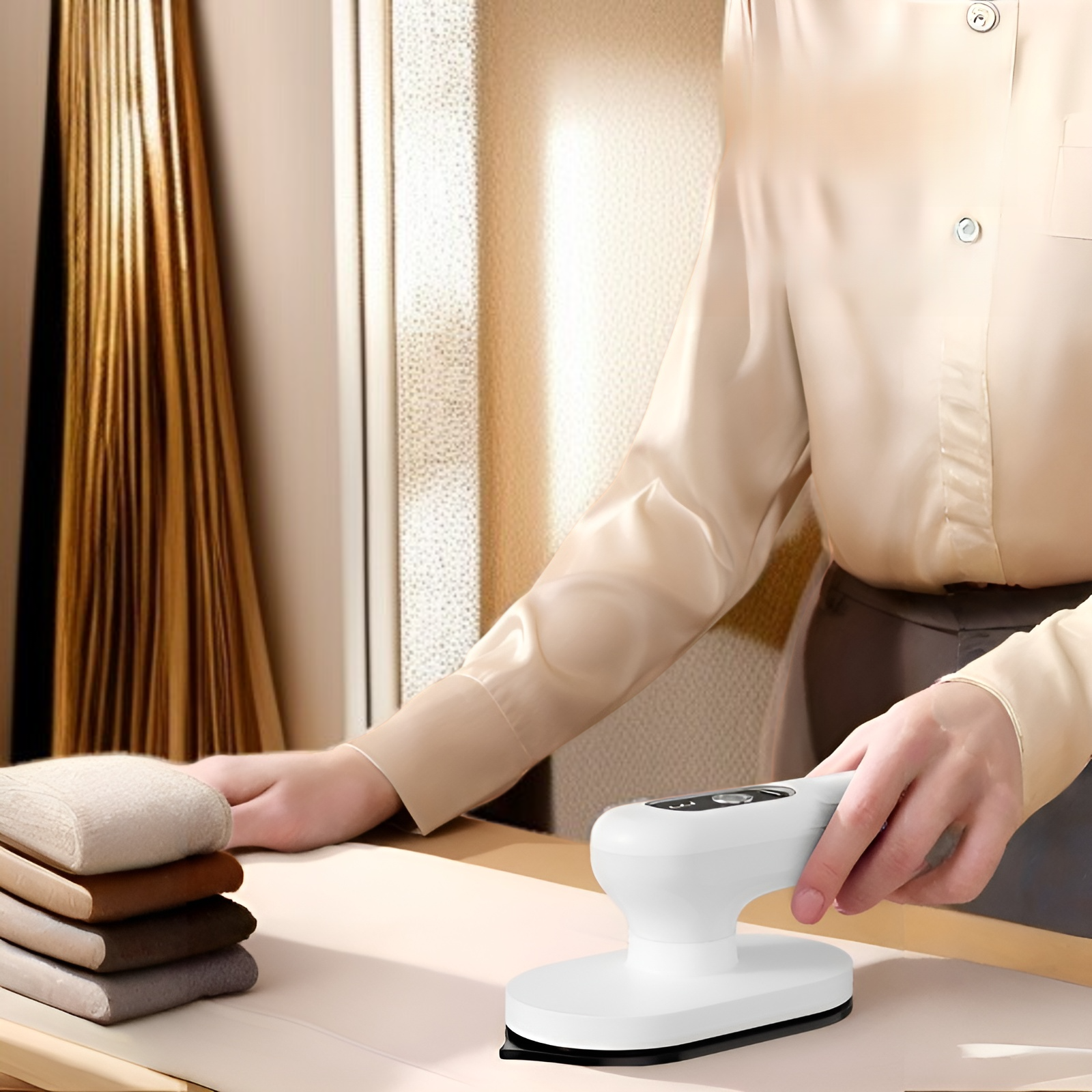 ワイヤレス充電ミニアイロン LEDディスプレイ 軽量携帯型 強力パワー 30秒高速加熱