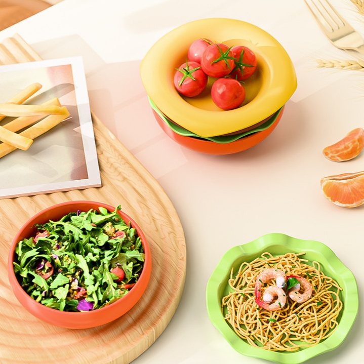 キュートなハンバーガー柄陶器皿＆ボウル＆ソース皿