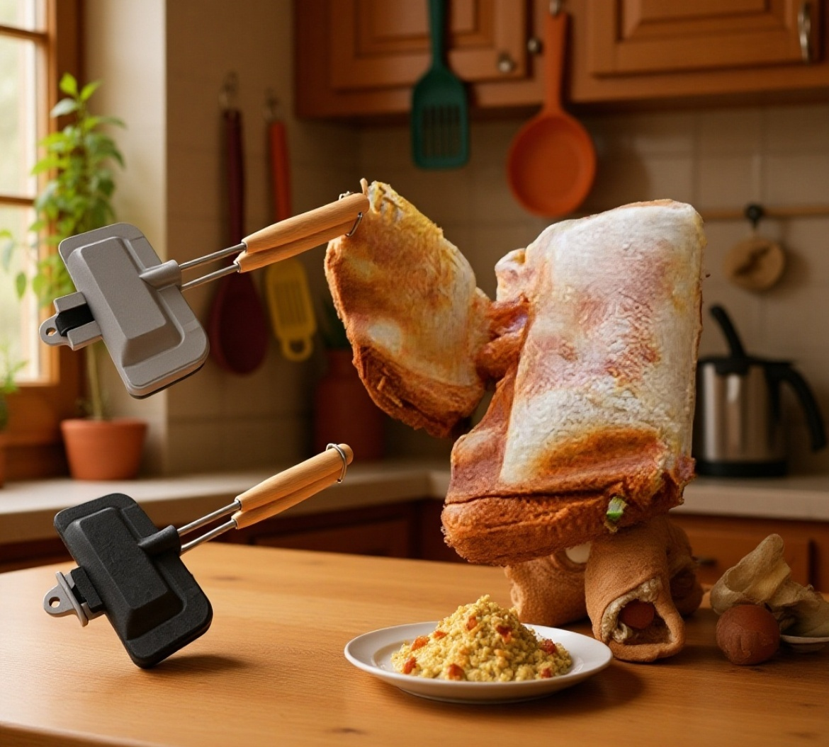 토스트 틀로 다양한 요리 만드는 모습