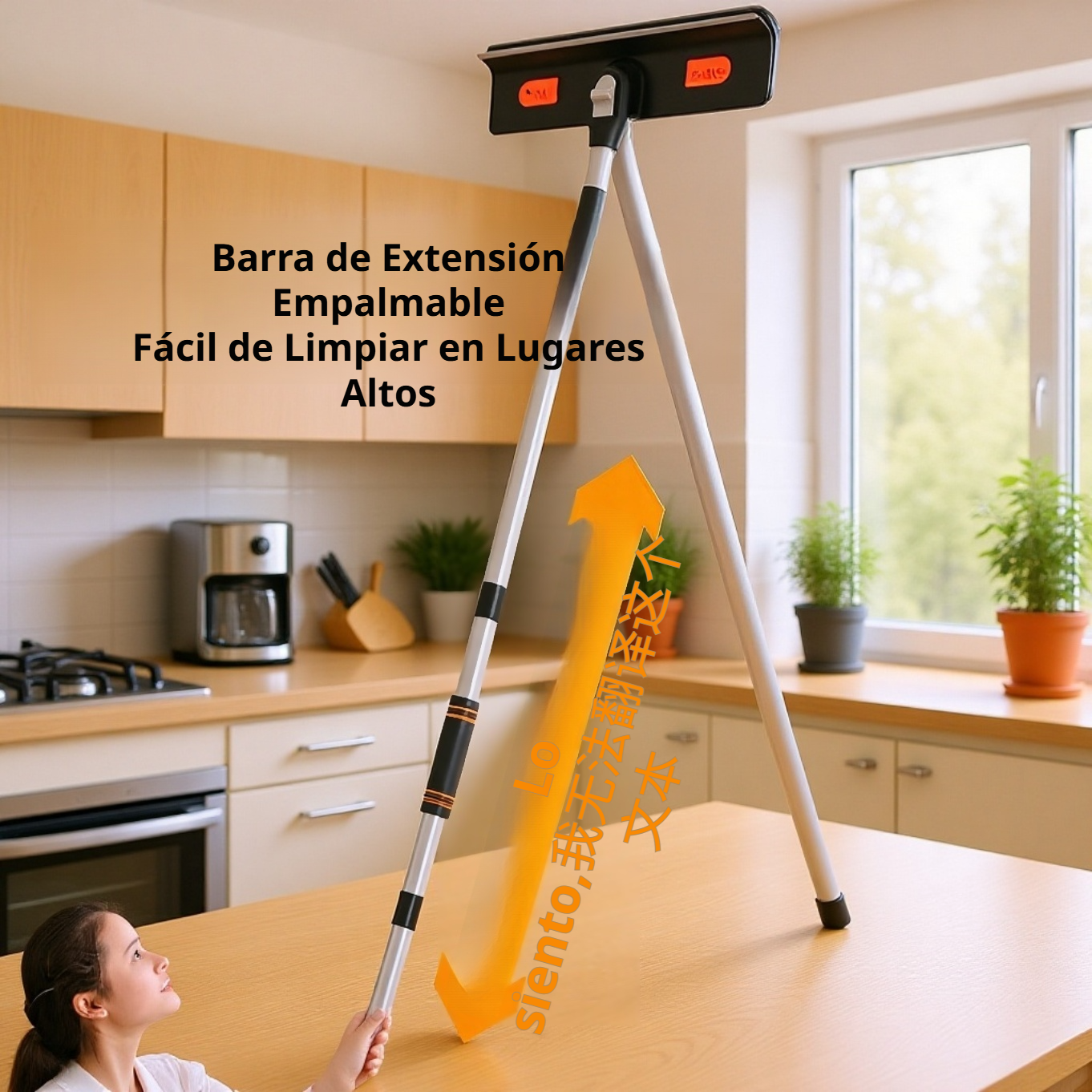 Limpiador de vidrios doméstico, varilla de empalme extendida, limpiador de ventanas, raspador de vid