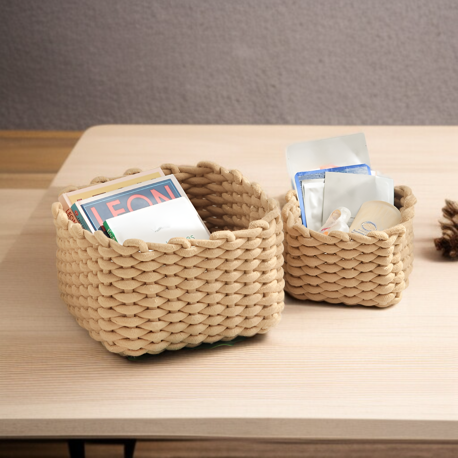 سلة تخزين كبيرة من القطن الطبيعي