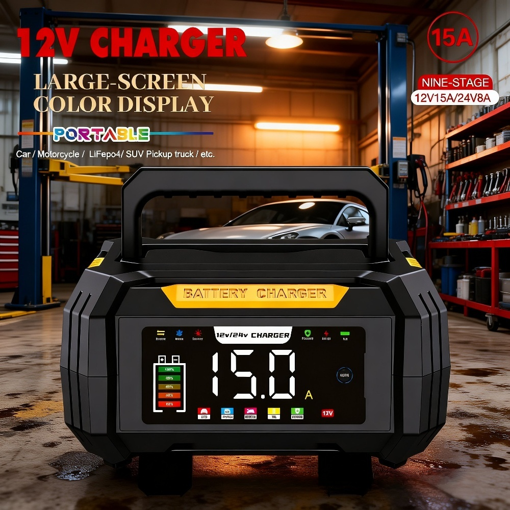 12V Car Battery Charger, Supports Lead-acid and LiFePO4 Batteries