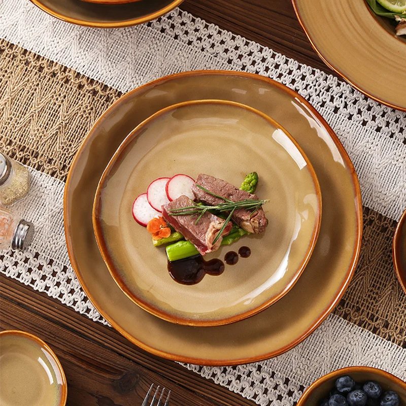 Modern Style Ceramic Color Glazed Porcelain Dinner