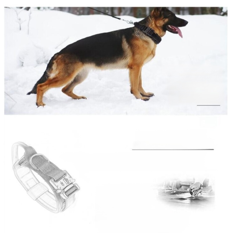  สายคล้องคอไนลอนสำหรับสุนัขพันธุ์ใหญ่แบบทหาร รุ่นควิกโค้ท