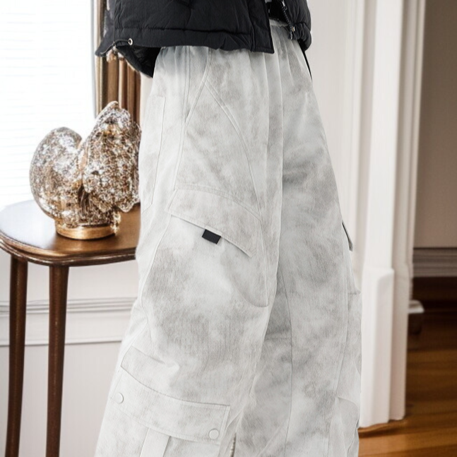 ダウン入りカーゴパンツ、冬用ロングパンツ、90% ホワイトダックダウン、スタイリッシュ、防風、防水、迷彩柄、厚みがあり、自己発熱、関節を保護するグラフェン膝パッド、ユニセックス、寒い天候でのハイキング