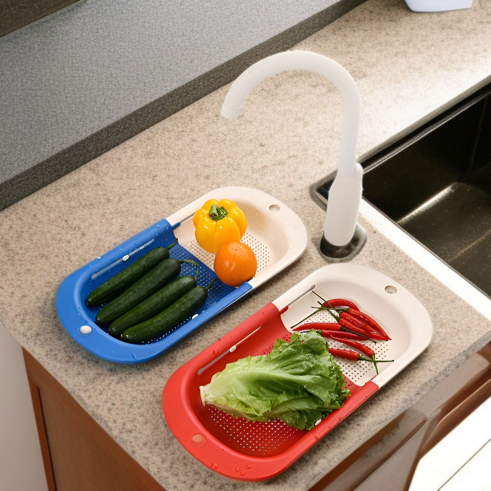 ドーパミン 引き込み式排水バスケット キッチンシンク排水ラック 果物と野菜フィルターバスケット アーティファクト