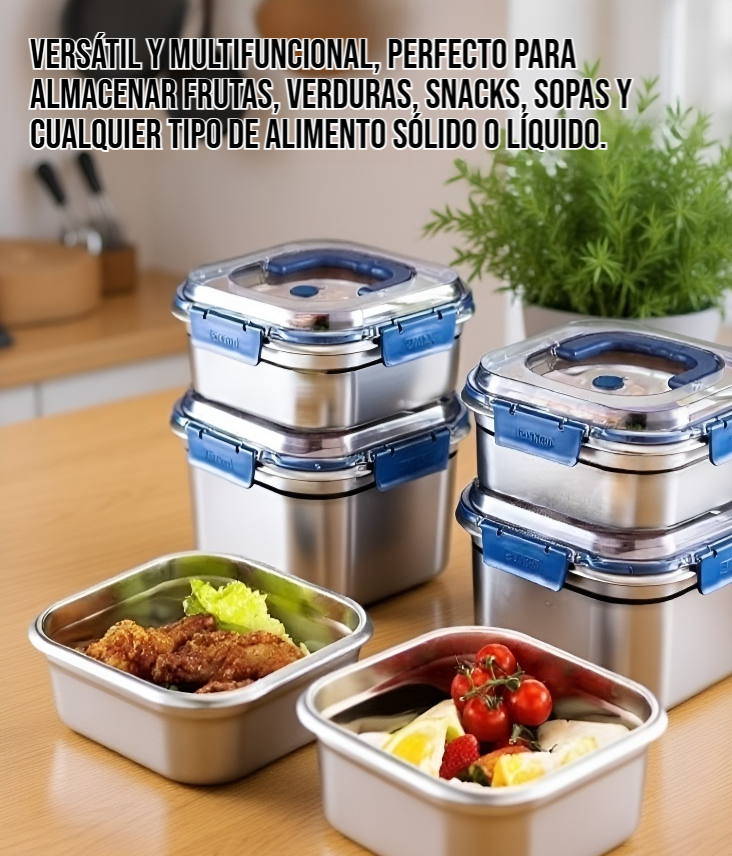 Recipiente hermético de acero inoxidable para guardar comida