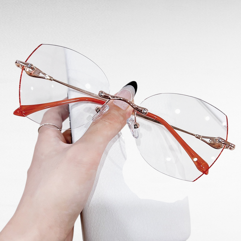 Gafas de lectura para mujer con montura biselada y sin marco