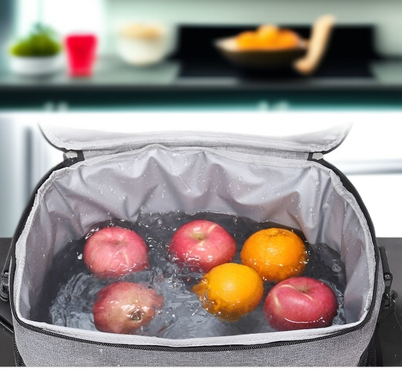 Durable thermal bag placed on car seat for travel use