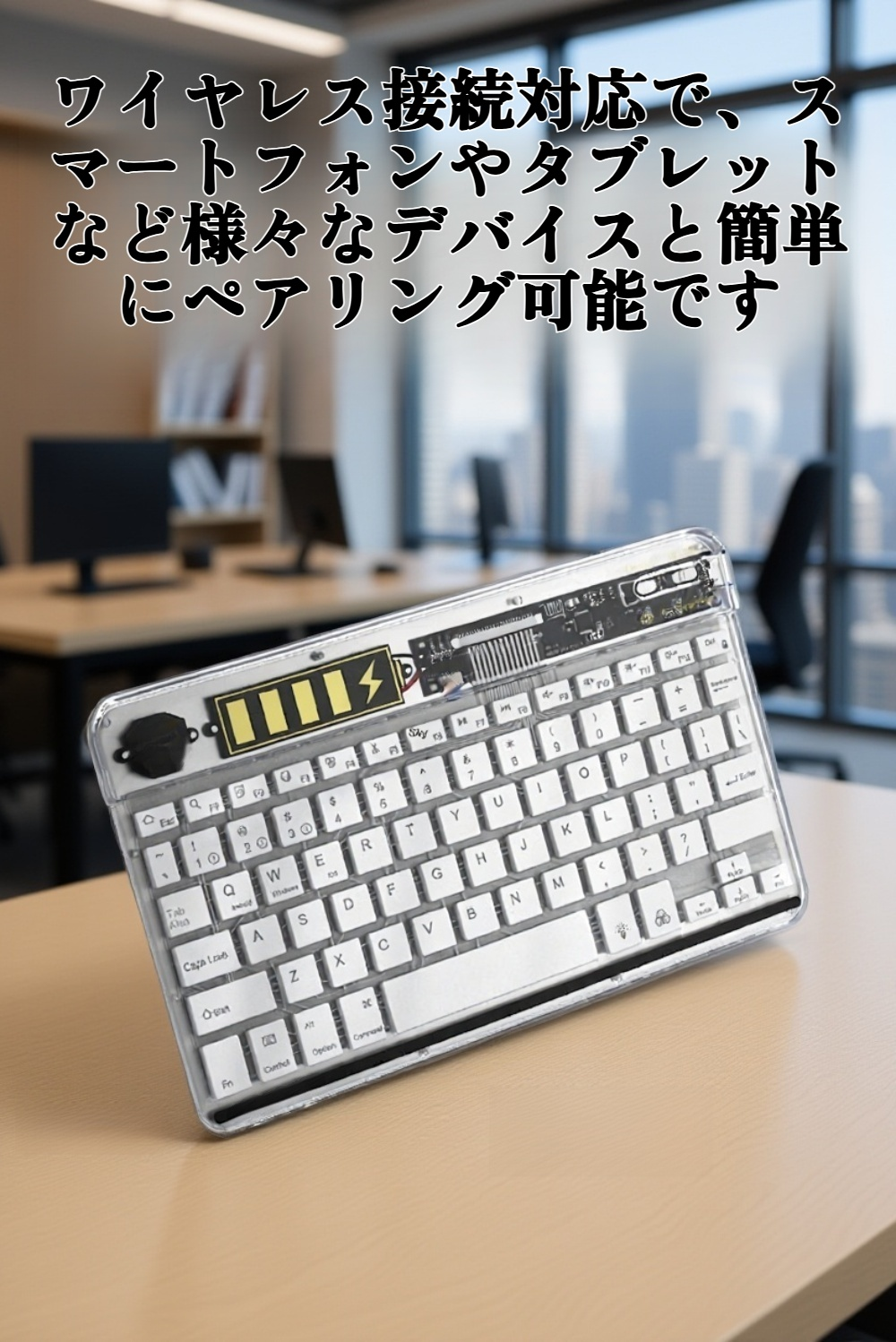 ポータブルでスリムなキーボードの全体画像