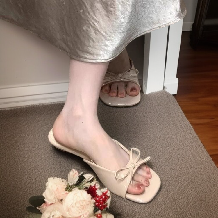 French Bow Flat Sandals, Perfect Match with Dresses