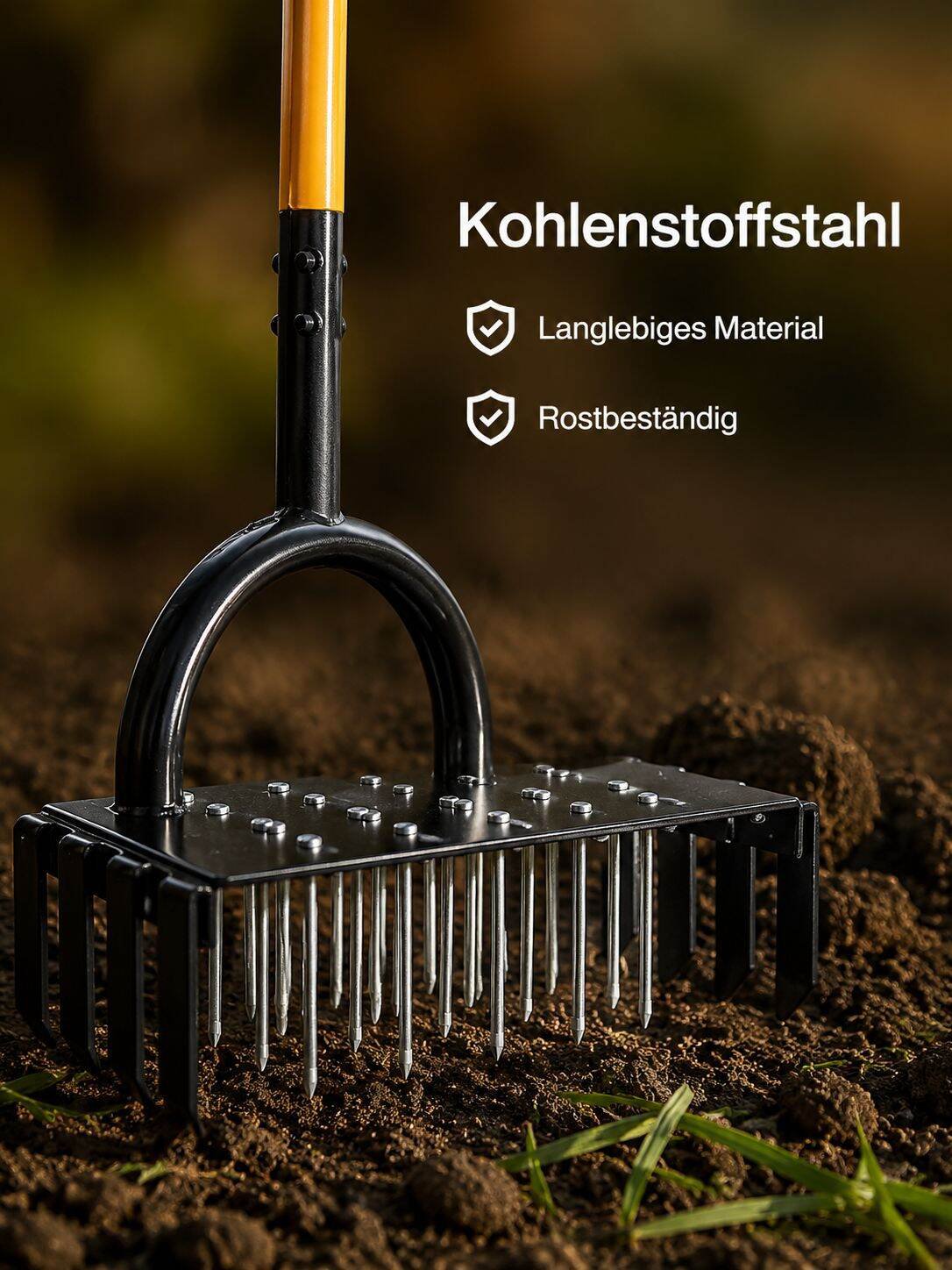 Rasen-Belüfter mit Kohlenstoffstahl, Handlauf-Design, geeignet für Garten und Rasen