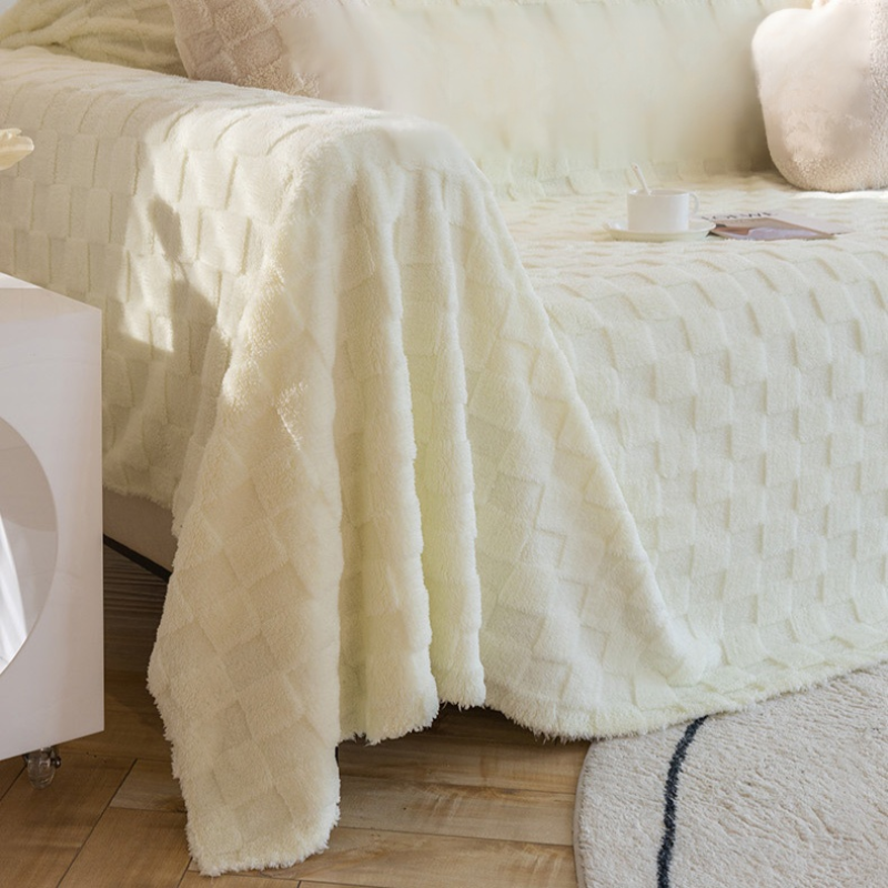 Cream-Colored Solid Sofa Throw