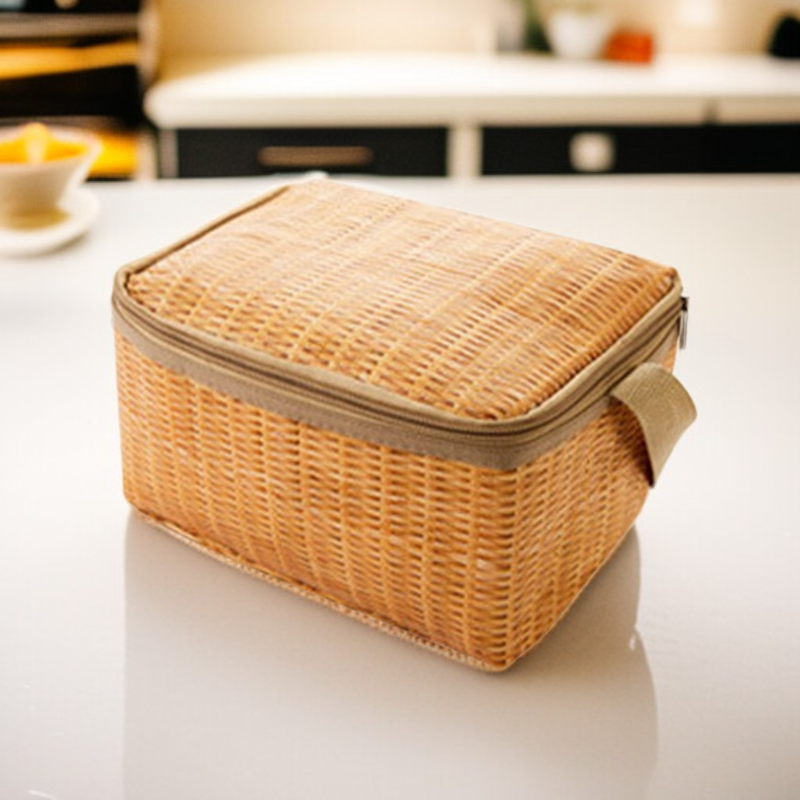 라탄 스타일 방진 보온 도시락 가방