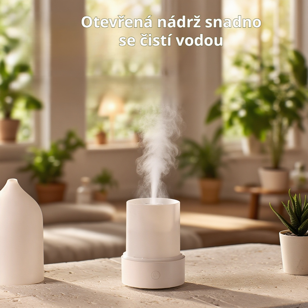 Domácí difuzér esenciálních olejů s barevným světlem a aromaterapií