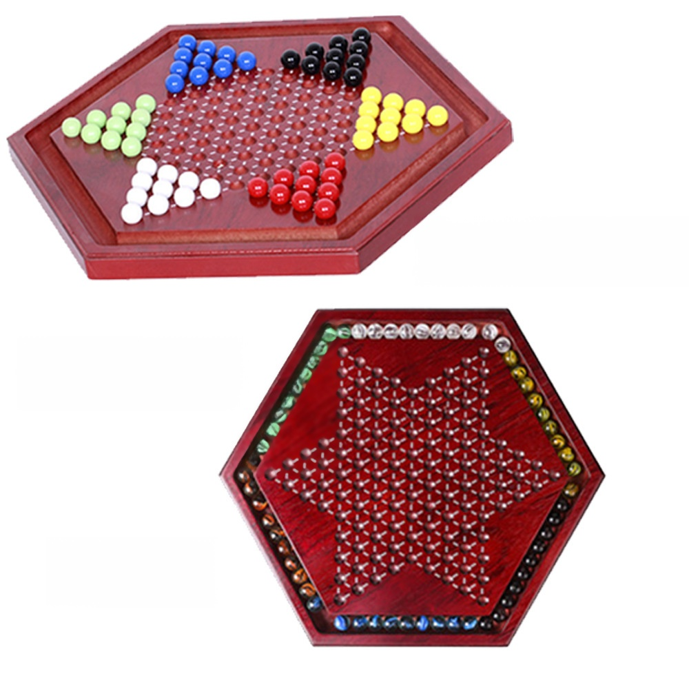 便攜收納木質跳棋玻璃球益智桌遊
