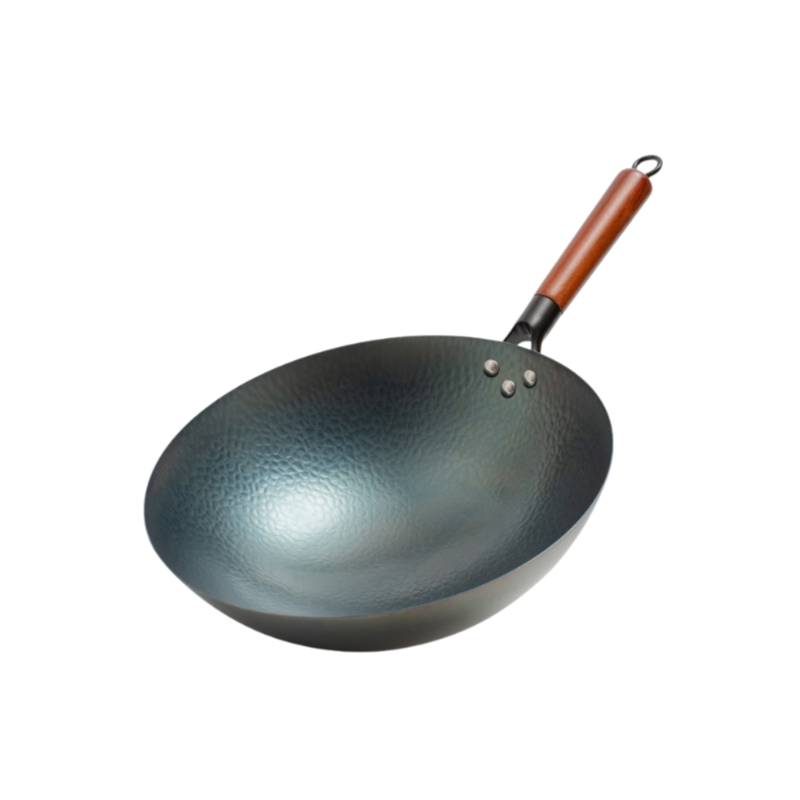 Uncoated round-bottomed iron wok