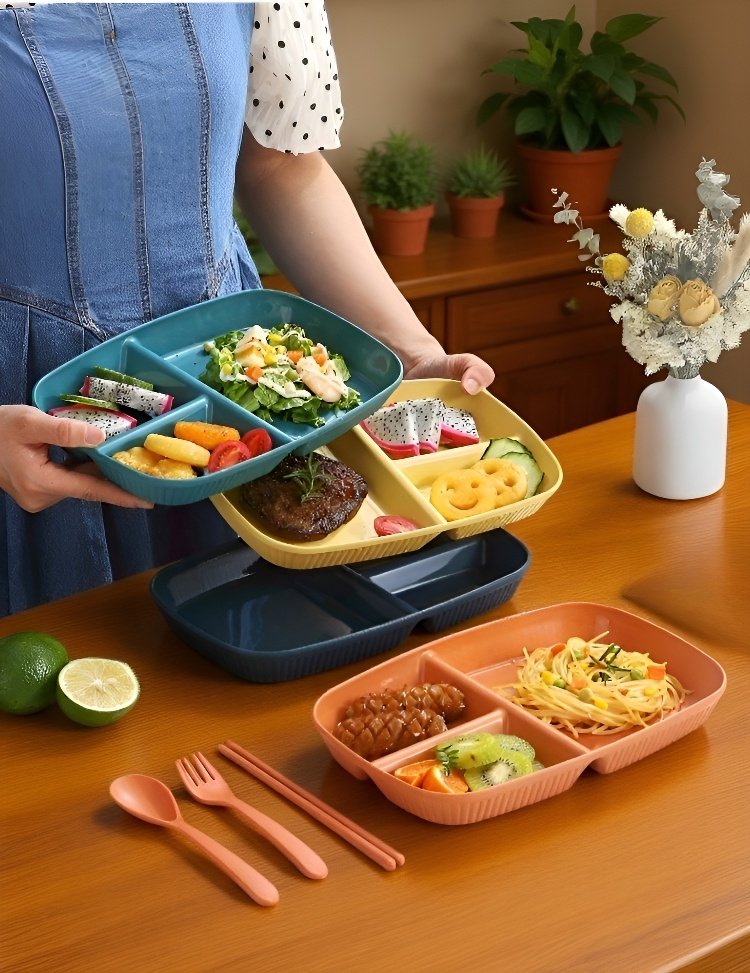 밀짚 접시의 가까운 질감과 친환경 재질