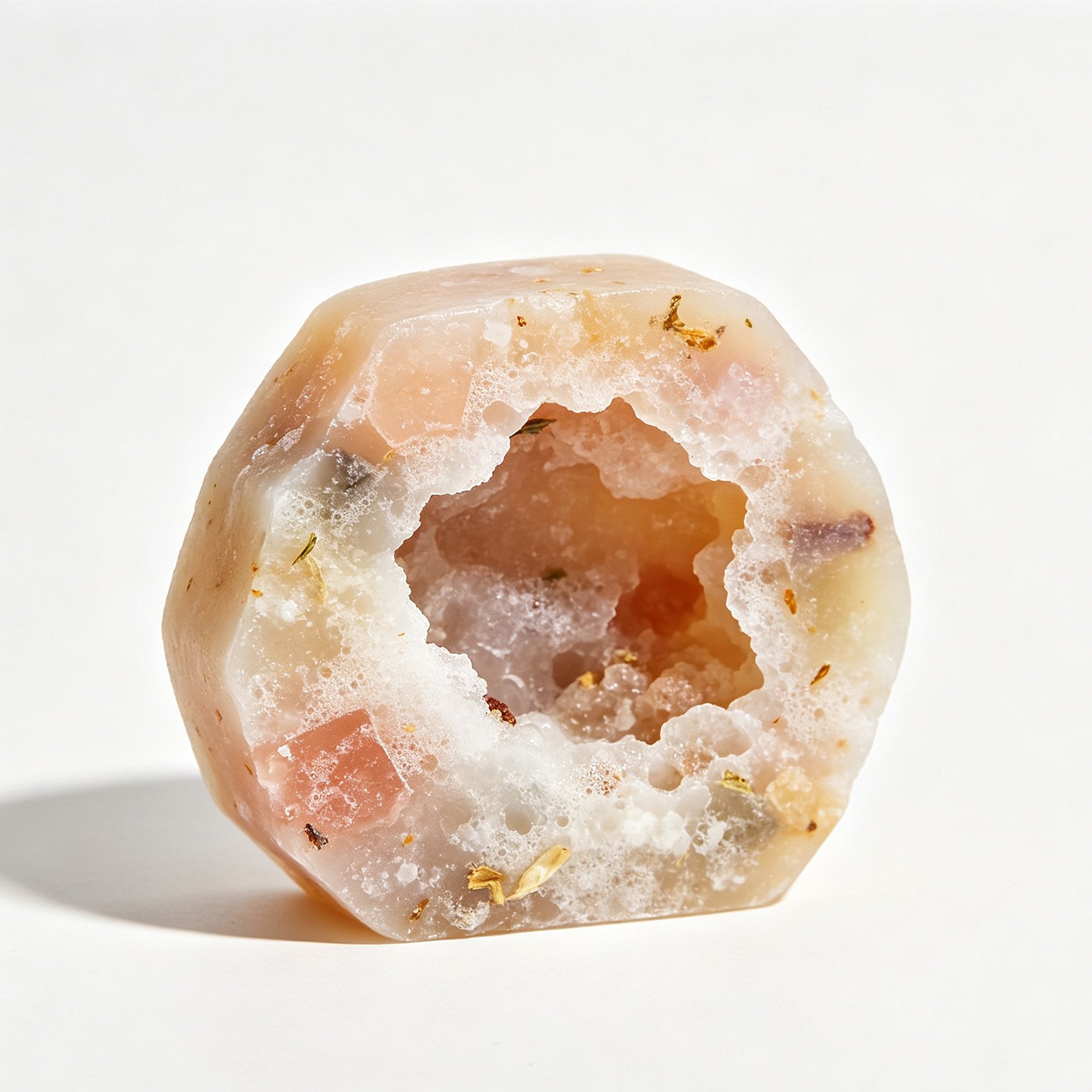 Rose Quartz Flower Nest Geode Scented Soap with crystal-inspired design