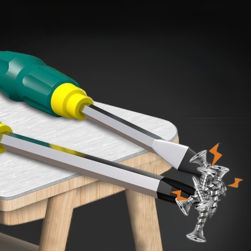 Destornillador industrial de acero cromo vanadio, tipo Phillips y plano, para percusión