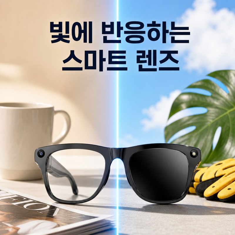 【스마트 변색, 터치·음성 제어】AI 스마트 안경