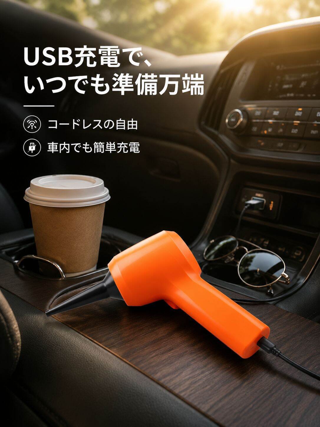 ハンディタイプのポータブル車用掃除機