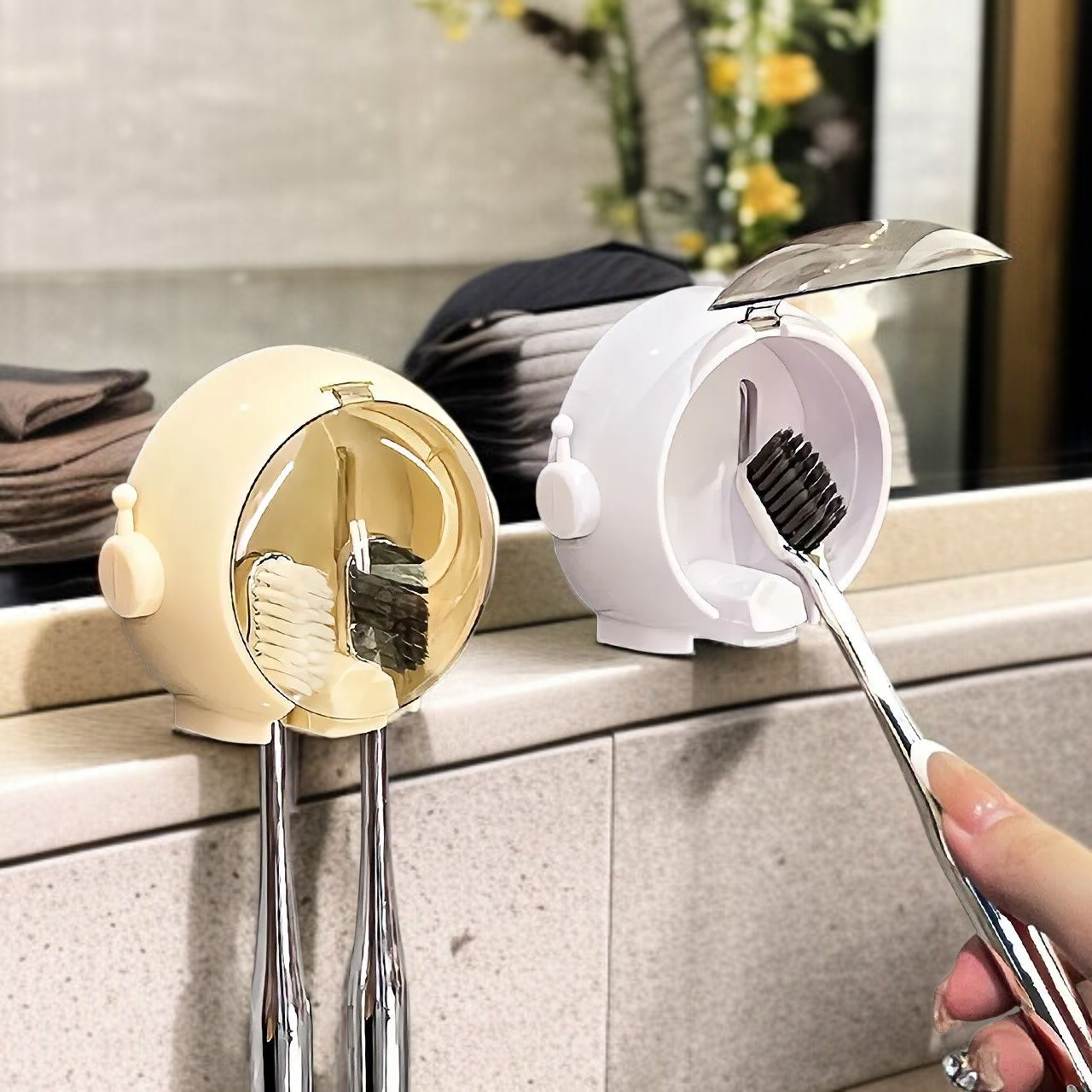 패션 벽걸이 칫솔걸이 벽면 수납선반 카드 칫솔걸이 화장실 우주인 수납선반