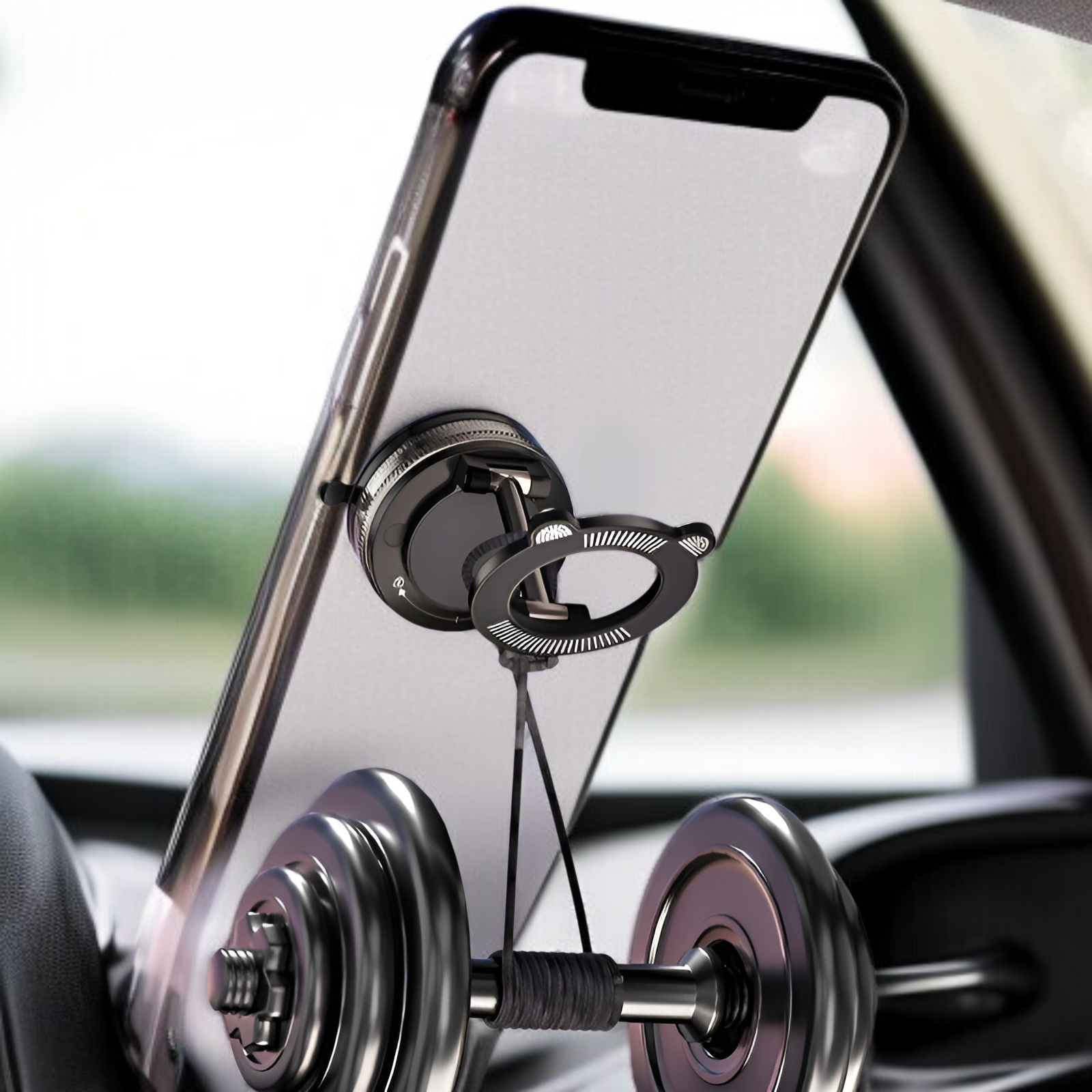 Cross-border new vacuum suction cup car magnetic bracket car navigation dedicated car supplies black