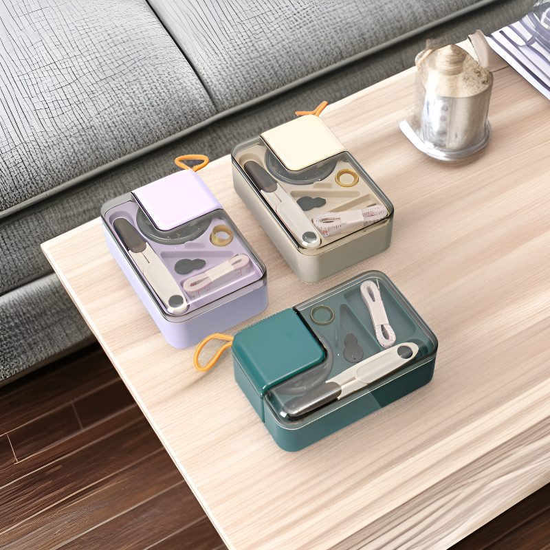 雙層設計 附磁性收納盒 含15色縫紉線