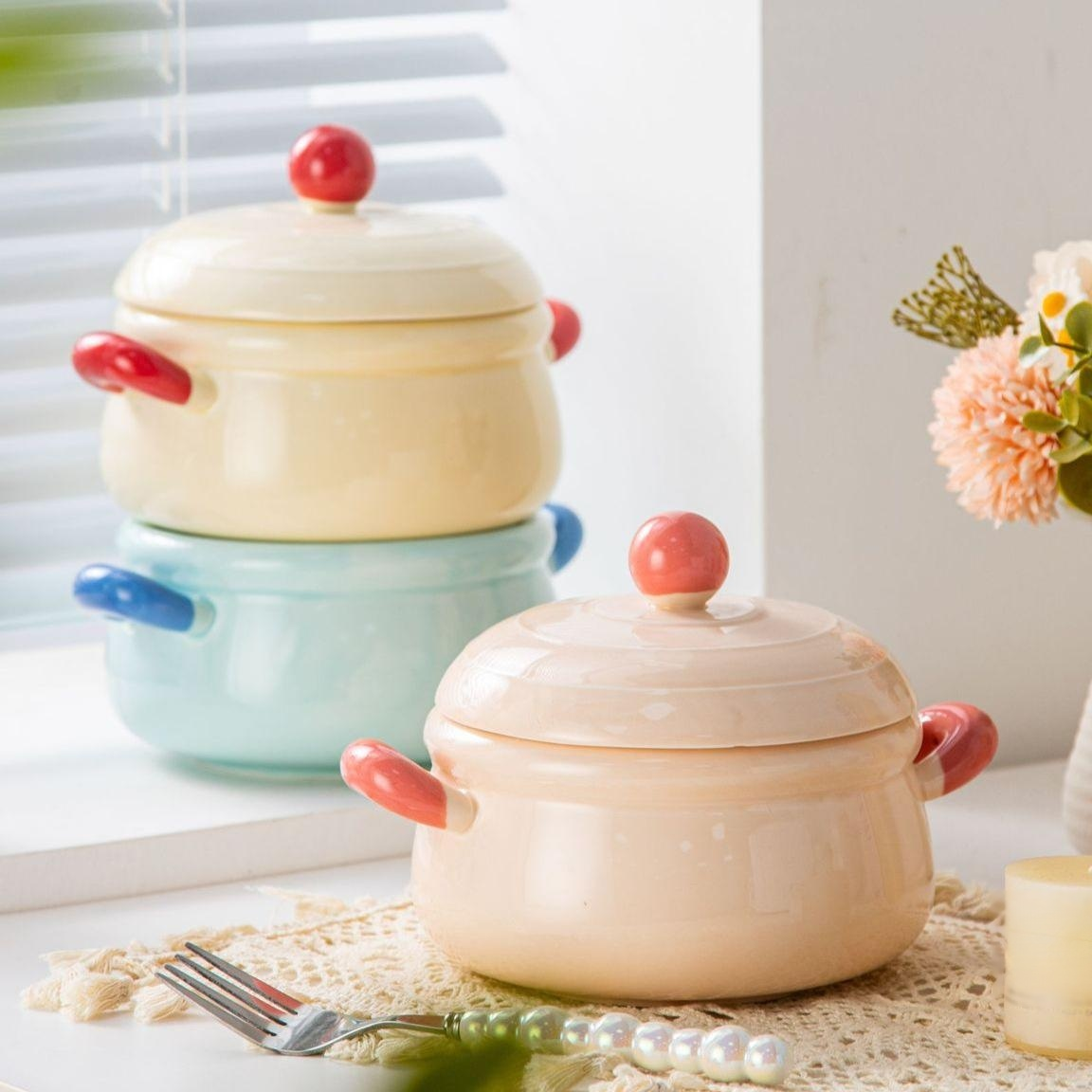 陶瓷泡麵碗帶蓋創意拉麵碗