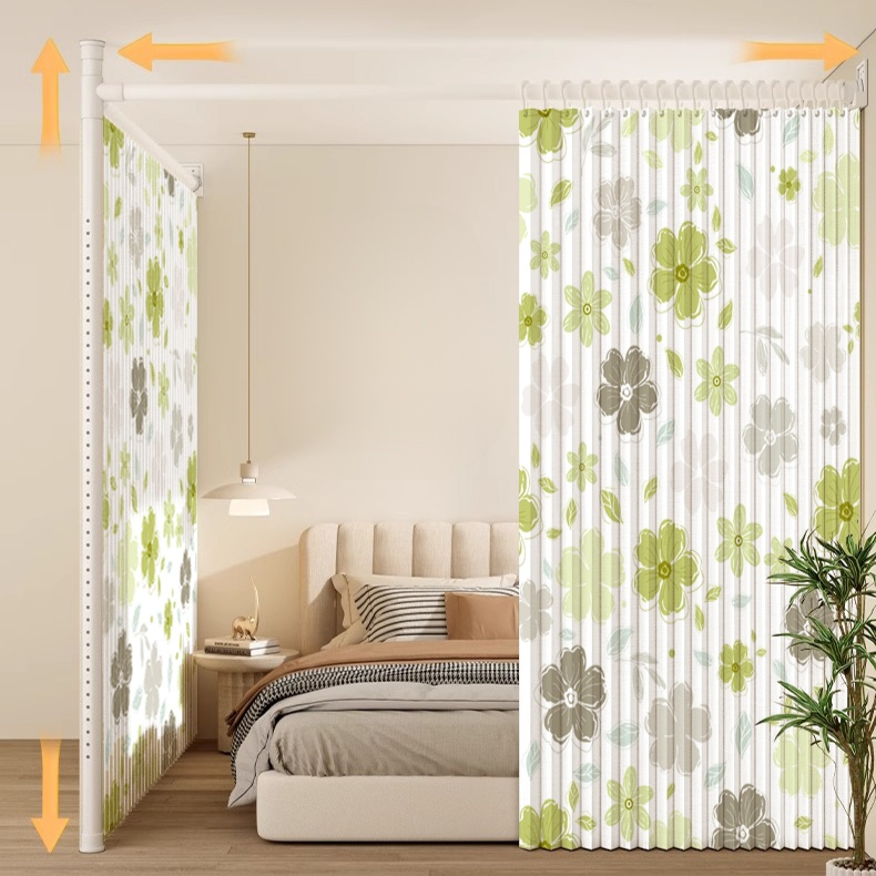 Cortina plegable sin taladro para dividir sala y crear dos habitaciones