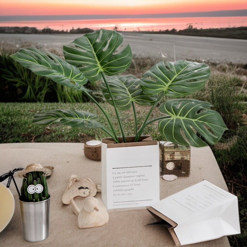 モンステラ人工植物 鉢植え リビングデコレーション