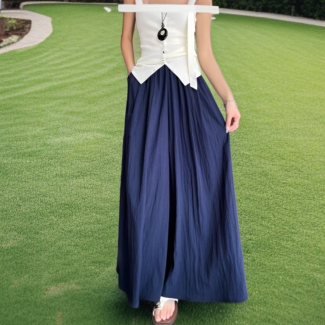 ウエストゴム 高腰 体型カバー インナーロープ付き 家庭用リラックス 4色展開