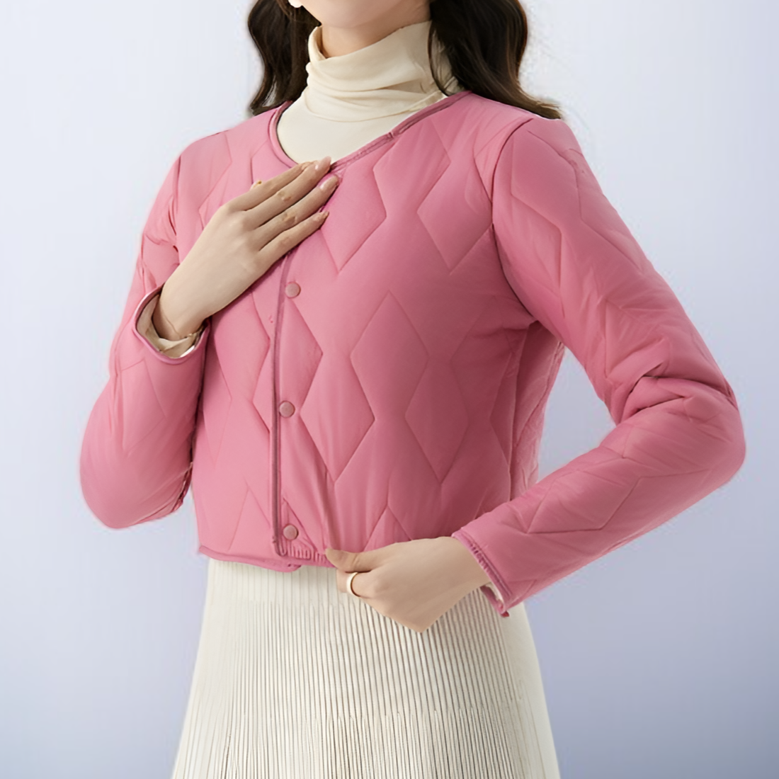 レディース フリース裏地ショートコットンジャケット