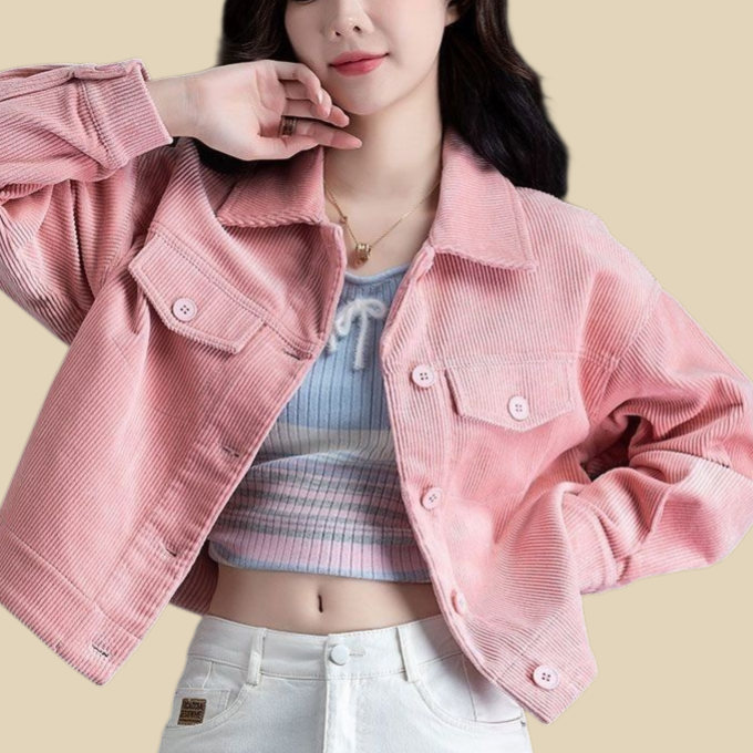 時尚燈芯絨短外套