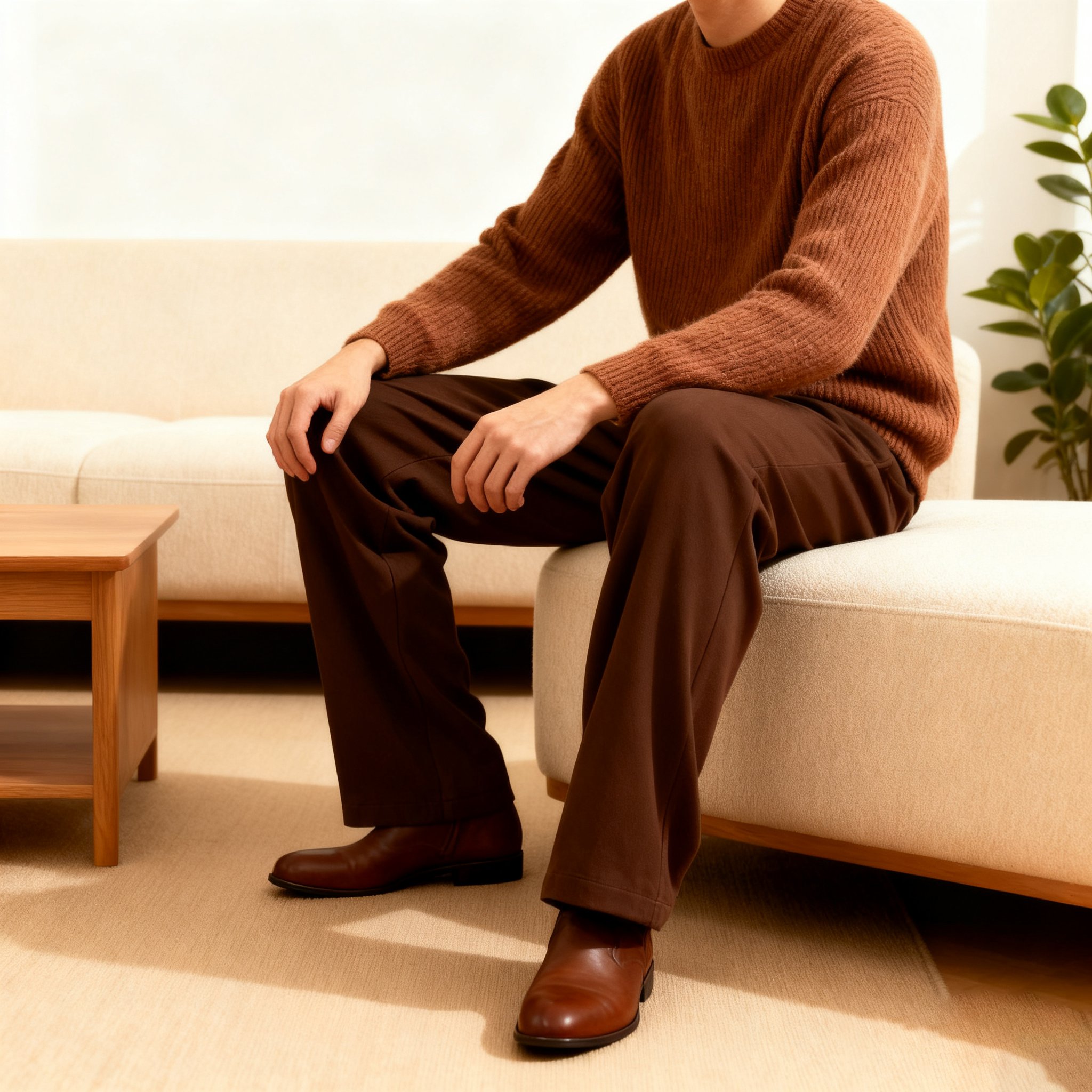 남성 스트레이트 슬랙스 측면 디테일 사진