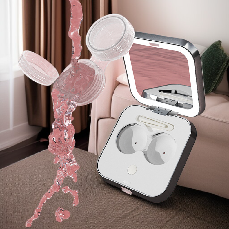 신형 콘택트렌즈 휴대용 뷰티 미러 & 초음파 클리너 투인원