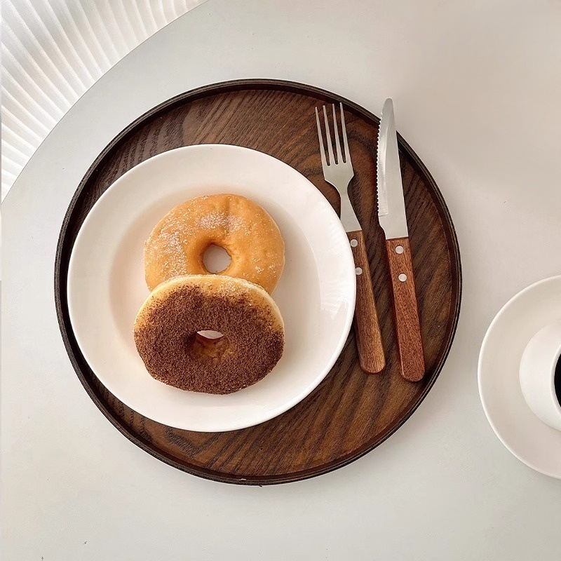 木製ラウンド菓子茶皿