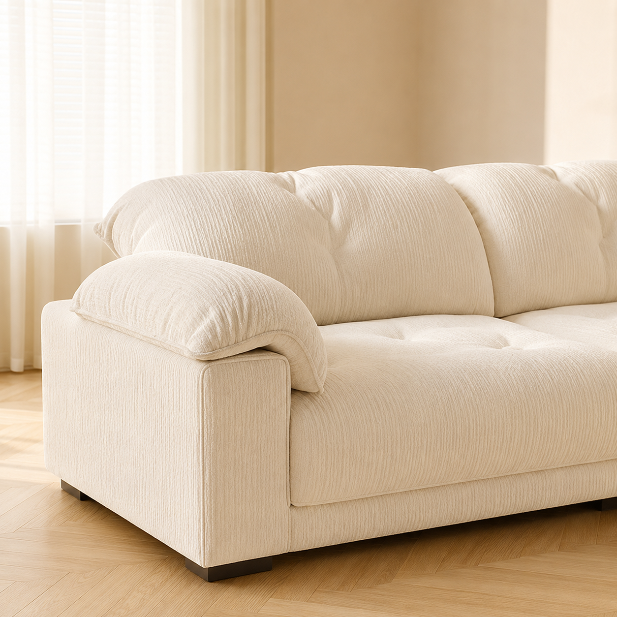 Wolkensofa in Creme als hochwertiges Wohnzimmermöbel