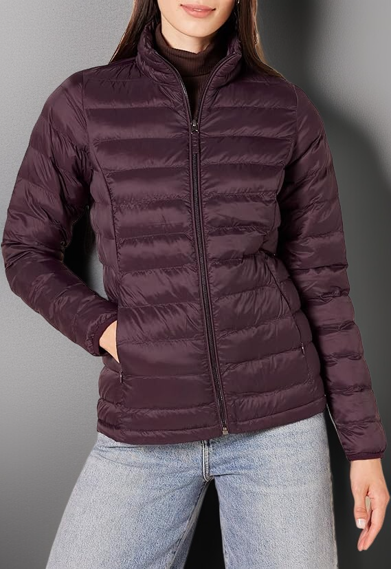 冬用軽量ダウンジャケットフード付きデザイン