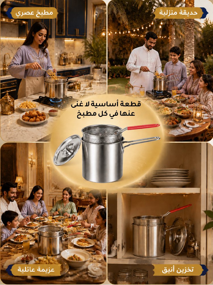(توفير هائل للزيت) مقلاة عميقة متعددة الاستخدامات من الفولاذ المقاوم للصدأ 304