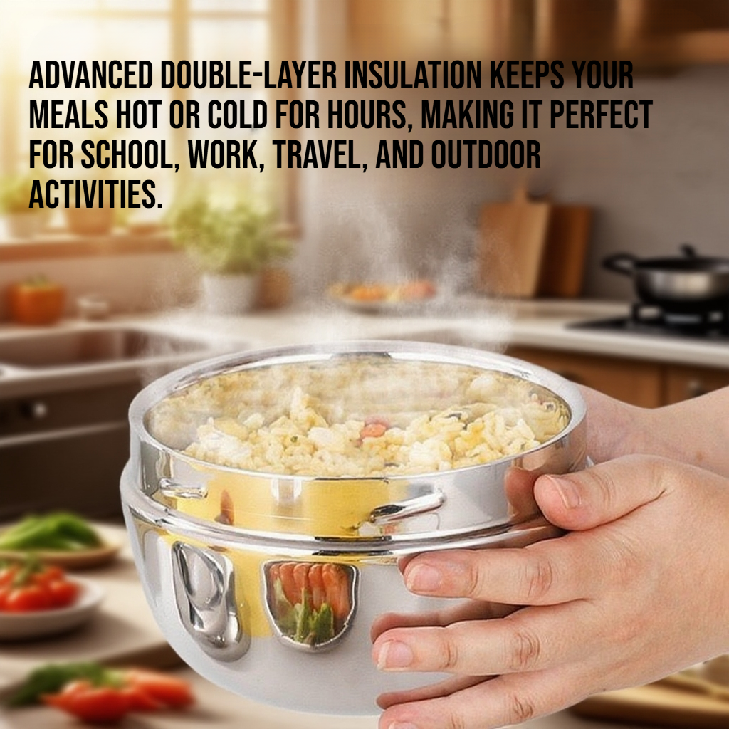 Stainless steel circular double-layer insulated lunch box