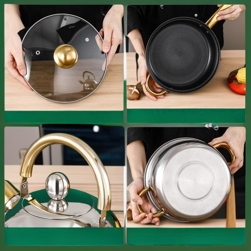 Everyday Cooking 12-Piece Gold Stainless Steel Cookware Set