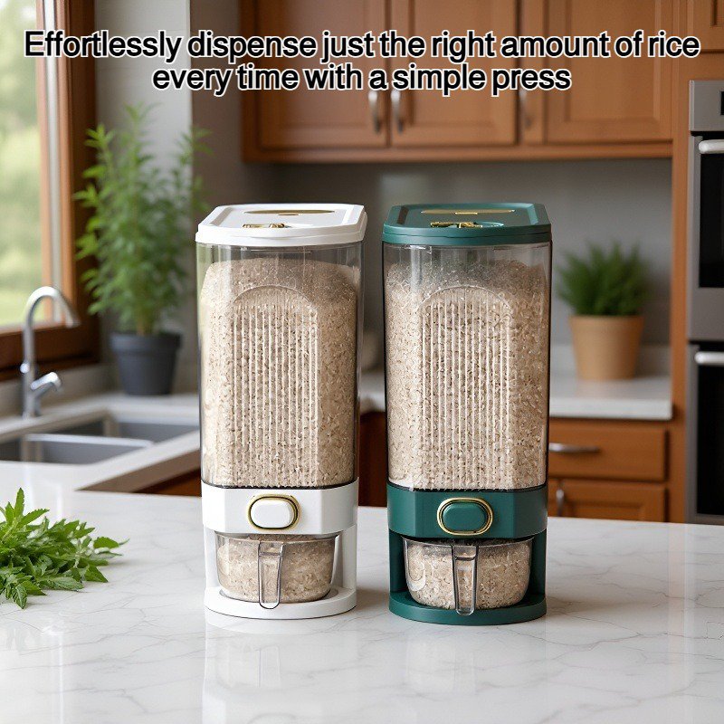 Press to dispense rice and collect the rice.