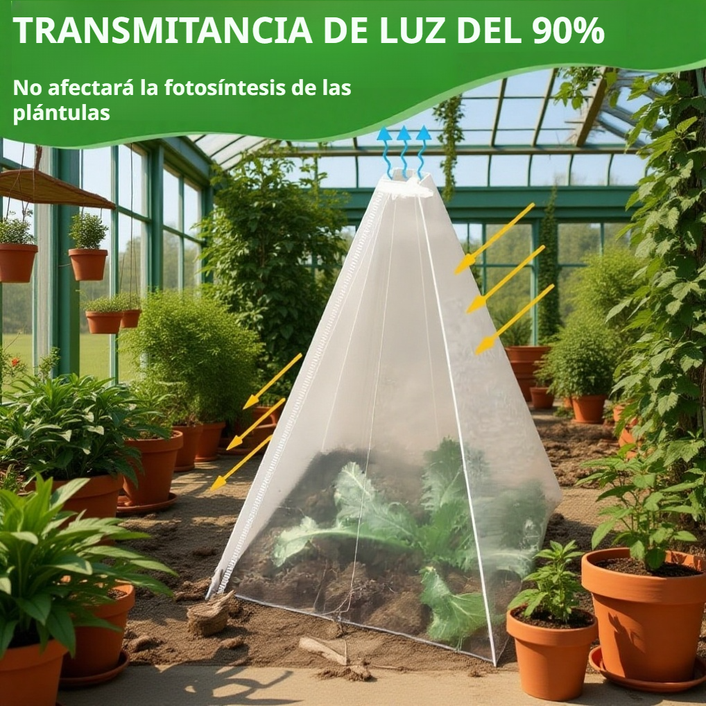 Cono protector para plántulas contra heladas y aves – Cubierta verde tipo campana para plantas