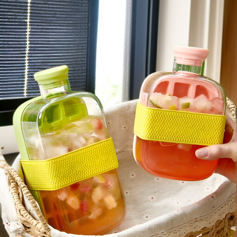 휴대용 여름 수제 압착 아이스 몰드 빨대 물컵 휴대용컵 물주입 여성 휴대용 물컵