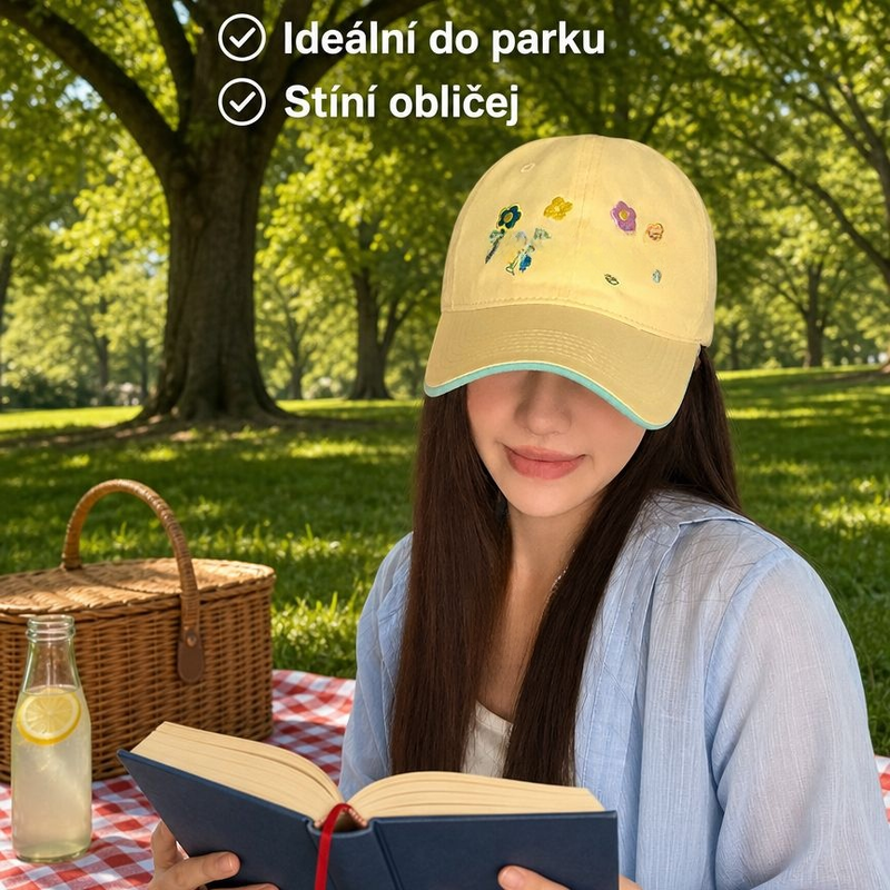 Žlutá baseballová čepice pro ženy, jaro a léto, roztomilá univerzální čepice s velkou hlavou