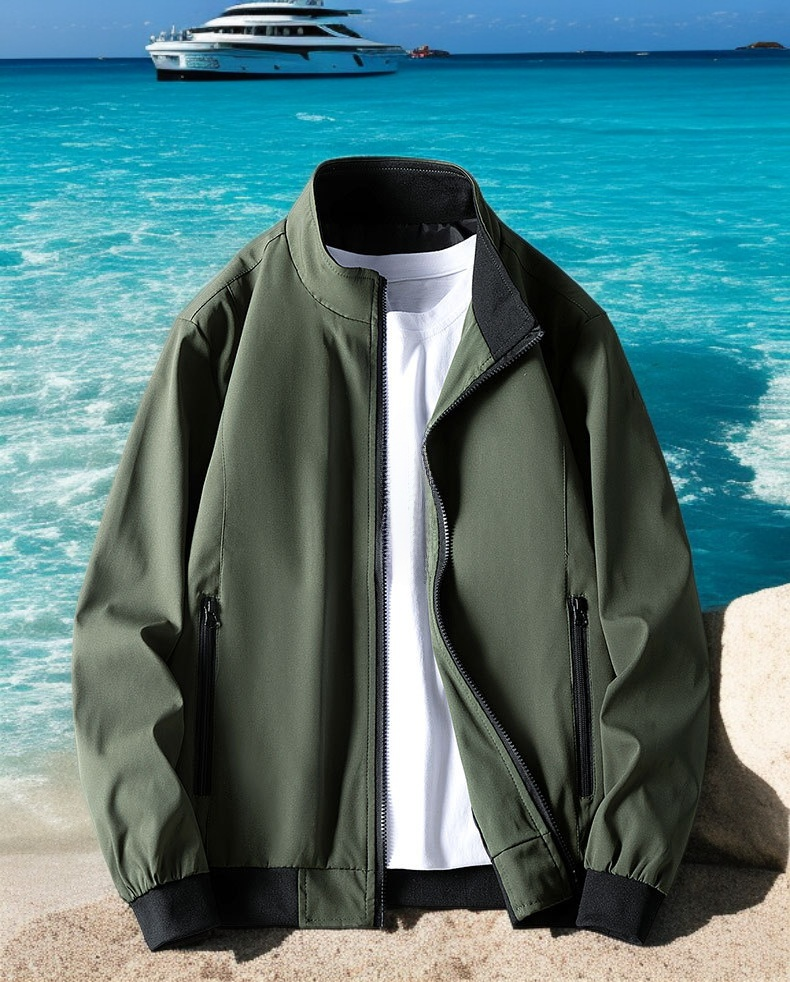 남성 방수 재킷의 안감과 소재 설명
