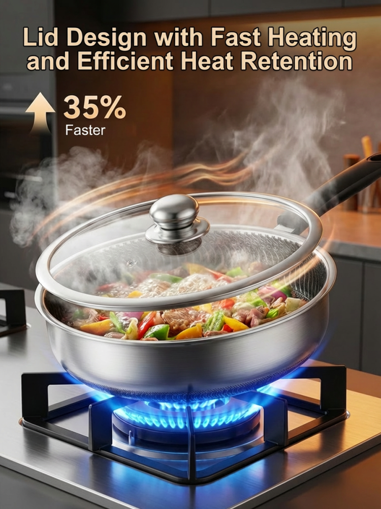 Stainless Steel Frying Pan for Cooking Eggs and Steaks
